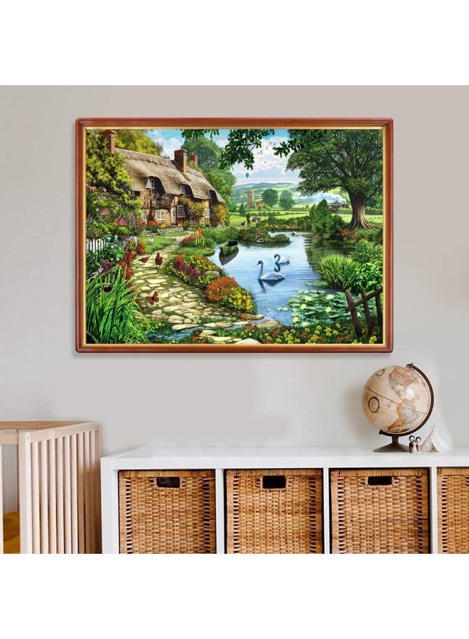 1000-piece jigsaw puzzle | High-quality hand-painted style elegant and luxurious outdoor vacation villa themed puzzle game, holiday theme - family entertainment / friendship souvenir gift - Image 4