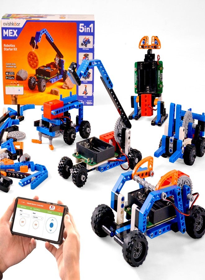 Avishkaar MEX 5-in-1 DIY Robotics Starter Kit, Robot Toys for Kids Aged 8-12, Building & Construction Set with 100+ Parts, Learning & Educational STEM Kit, Made in India. - Image 1