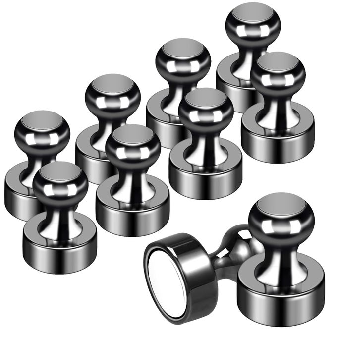 10PACK FRIDGE MAGNET ADULTS REFRIGERATOR MAGNETS STRONG METAL WHITEBOARD MAGNETS SMALL ROUND MAGNETS SET FOR FRIDGE WHITEBOARD LOCKER DRY ERASE BOARD IN KITCHEN OFFICE HOME BLACK