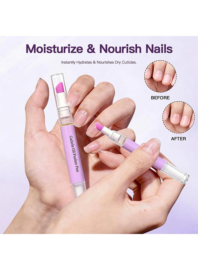 Nymixa Cuticle Oil Pusher Pen, 2-In-1 Nail Care Tool With Ceramic Cuticle Pusher & Moisturizing Oil, Portable Nail & Hangnail Care Pen For Dry Cuticles & Daily Hand Beauty, Instant Cuticle Remover Tools for Dry Nails Hangnails Moisturizes Brightens - Image 2