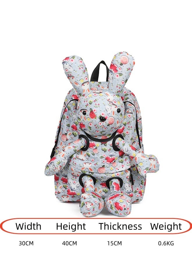 JCB CHIC حقيبة ظهر خفيفة الوزن ذات سعة كبيرة على شكل أرنب كرتوني لطيف، حقيبة مدرسية وحقيبة سفر  مع رسوم كرتونية ثلاثية الأبعاد، حقيبة كتف عملية للطالبات - Image 2