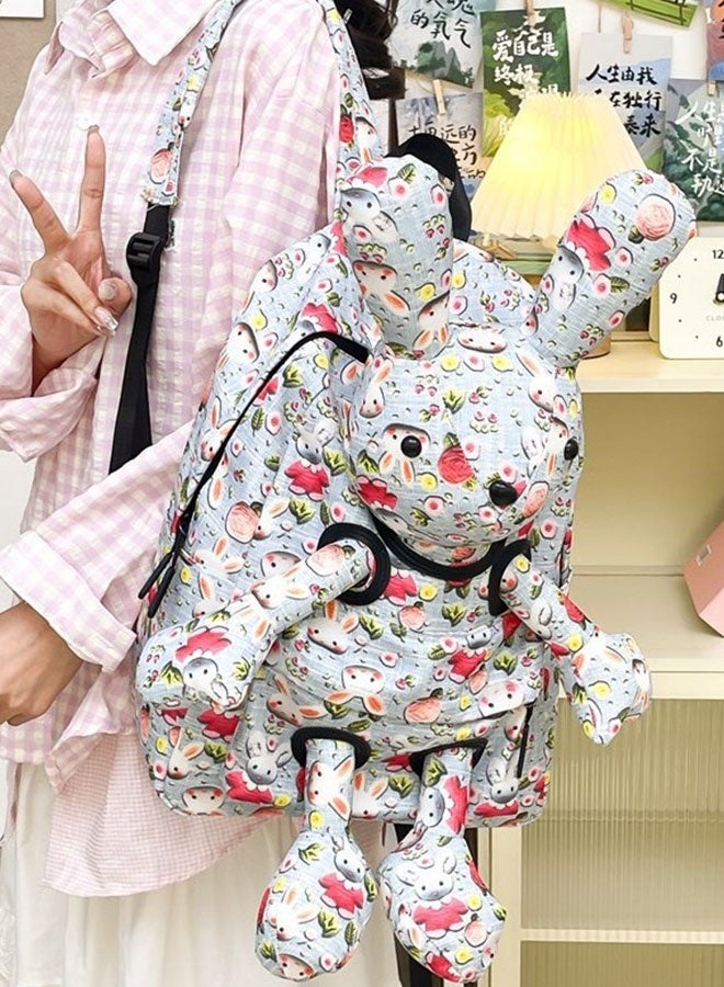 JCB CHIC حقيبة ظهر خفيفة الوزن ذات سعة كبيرة على شكل أرنب كرتوني لطيف، حقيبة مدرسية وحقيبة سفر  مع رسوم كرتونية ثلاثية الأبعاد، حقيبة كتف عملية للطالبات - Image 1