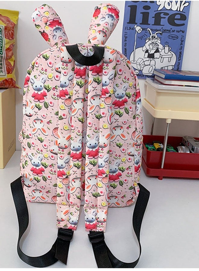 JCB CHIC حقيبة ظهر خفيفة الوزن ذات سعة كبيرة على شكل أرنب كرتوني لطيف، حقيبة مدرسية وحقيبة سفر  مع رسوم كرتونية ثلاثية الأبعاد، حقيبة كتف عملية للطالبات - Image 4