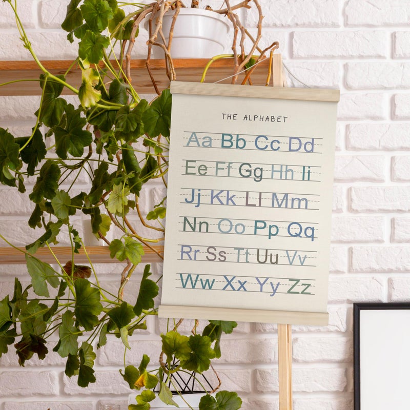 HRQKO Alphabet Numbers Poster Hanger Frame Set of 2  Nursery Wall Decor  Boho ABC Poster Wall Art with Wooden Frames  Alphabet Banner Wall Hanging Decor for Boy Toddler Room Playroom  12x16 Inch - Image 3