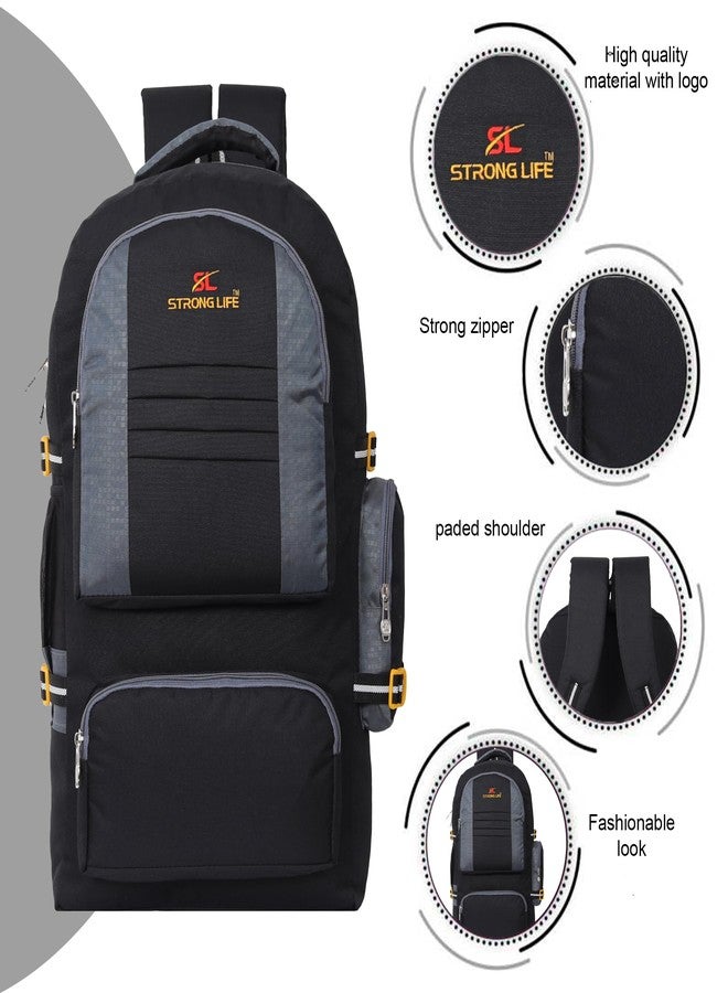 STRONG LIFE 70L 2 Compartment Rucksack Travel Backpack For Outdoor Sport Hiking Camping Trekking Bag For Men And Women (Black) - Image 4