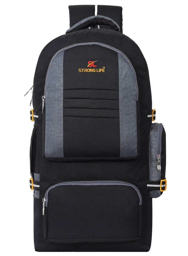 STRONG LIFE 70L 2 Compartment Rucksack Travel Backpack For Outdoor Sport Hiking Camping Trekking Bag For Men And Women (Black) - Image 1