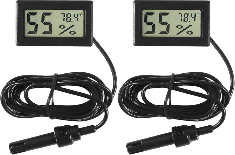 AITIAO 2Pcs TPM-10 Digital Mini Hygrometer Thermometer Gauge with Probe LCD Display Fahrenheit Indoor Temperature Humidity Meter for Incubator Reptile Plant Terrarium Humidor Guitar Case Greenhouse - Image 2
