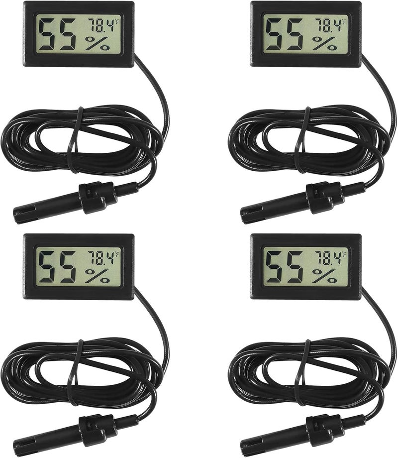 AITIAO 2Pcs TPM-10 Digital Mini Hygrometer Thermometer Gauge with Probe LCD Display Fahrenheit Indoor Temperature Humidity Meter for Incubator Reptile Plant Terrarium Humidor Guitar Case Greenhouse - Image 1