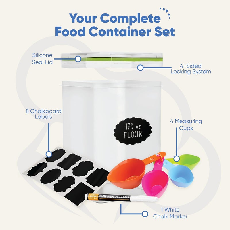 Chef's Path Large Airtight Food Storage Containers with Lids, Pack of 2, 5.2L, 175Oz, Airtight Kitchen and Pantry Bulk Canisters for Flour, Sugar, Rice, and Baking Supplies - Transparent - Image 2