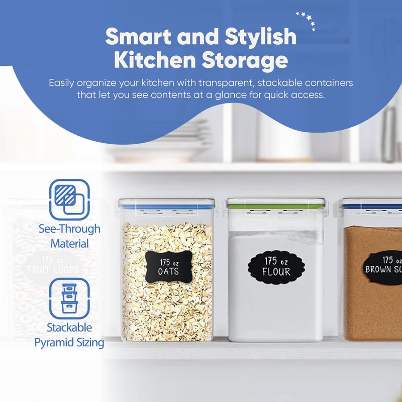 Chef's Path Large Airtight Food Storage Containers with Lids, Pack of 2, 5.2L, 175Oz, Airtight Kitchen and Pantry Bulk Canisters for Flour, Sugar, Rice, and Baking Supplies - Transparent - Image 5