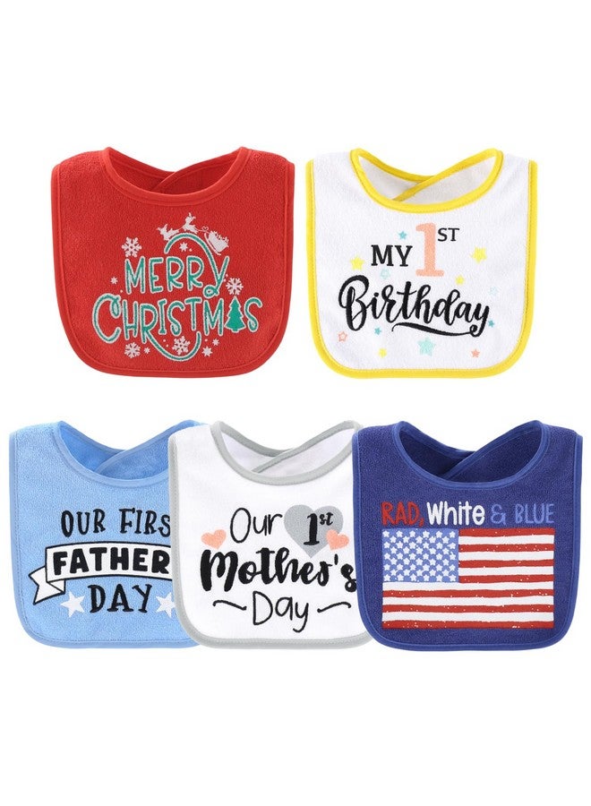 The Peanut Shell The Peanutshell Baby Boy or Girl Terry Bibs Set of 10-100% Cotton, Soft, Absorbent Baby Bibs, Unisex Toddler Boy or Girl Set, Newborn & Infant - Holiday - Image 5