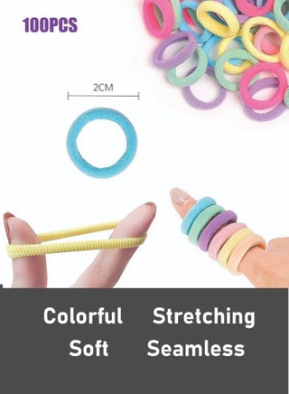 100pcs Thick Cotton Hair Ties, Girls Hair Bands Elastic Hair Bands Hair Accessories 100pcs Multicolor - view 2
