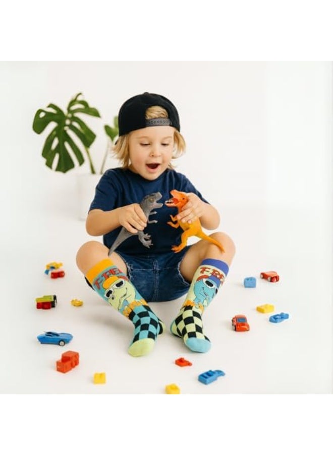 Glitters Kids 2-Pack 3D Monster & T-Rex Knee-High Socks – Fun Novelty Character Socks with Plush Eyes – Soft, Colorful & Comfortable Socks for Boys & Girls - Image 3