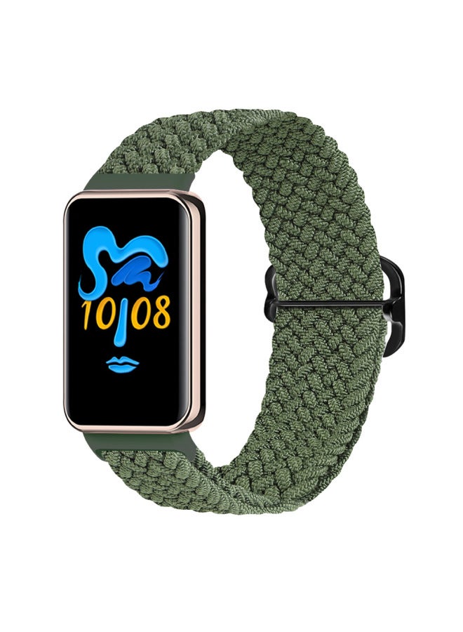 For Honor Band 9 Strap Adjustable Nylon Elastic Braided Buckle Strap Glory Bracelet 9 Strap-Color:2# Green-Specifications:Glory Bracelet 9 Woven  - Image 1