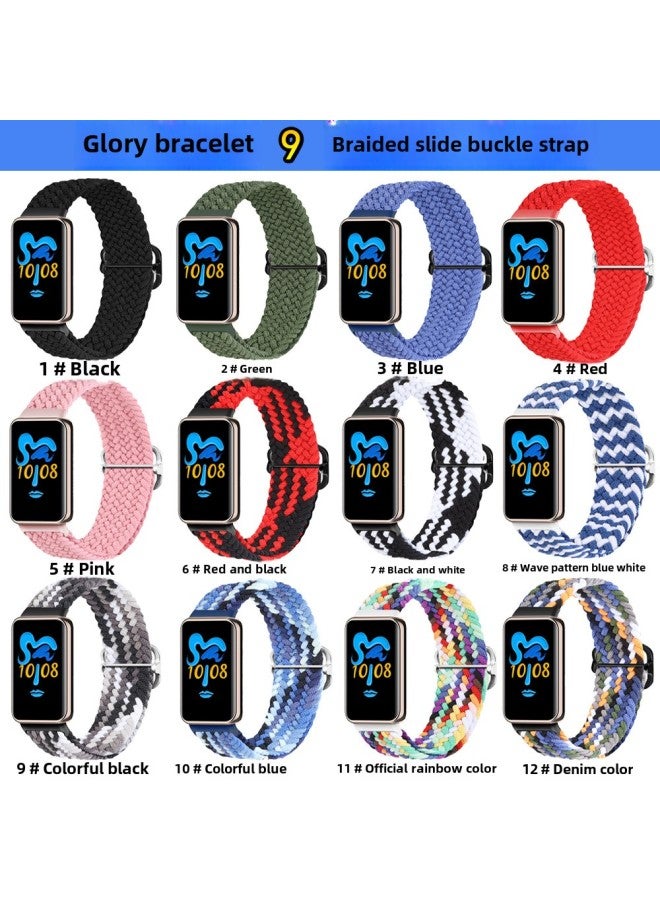 For Honor Band 9 Strap Adjustable Nylon Elastic Braided Buckle Strap Glory Bracelet 9 Strap-Color:2# Green-Specifications:Glory Bracelet 9 Woven  - Image 3