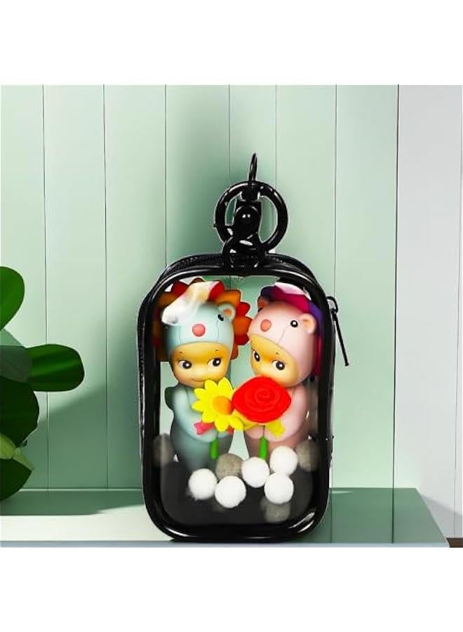 Clear Figure Display Bag with Keychain, Portable Small Doll Storage Bag Hanging Blind Box Organizer Zipper Closure, Dustproof Collectibles Display Case for Showing Off Blind Boxes, Mini Figures  - Image 2