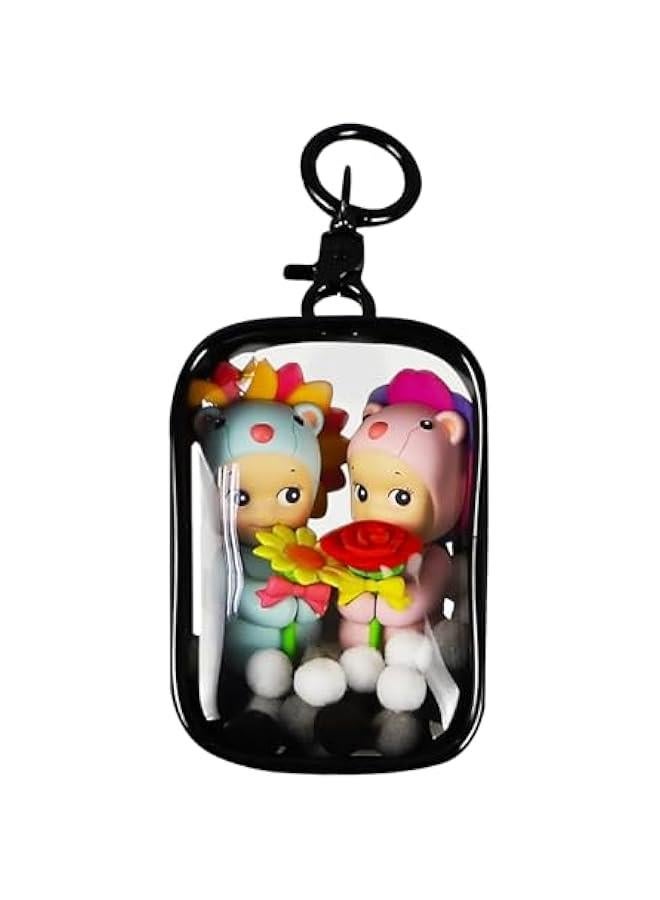 Clear Figure Display Bag with Keychain, Portable Small Doll Storage Bag Hanging Blind Box Organizer Zipper Closure, Dustproof Collectibles Display Case for Showing Off Blind Boxes, Mini Figures  - Image 1