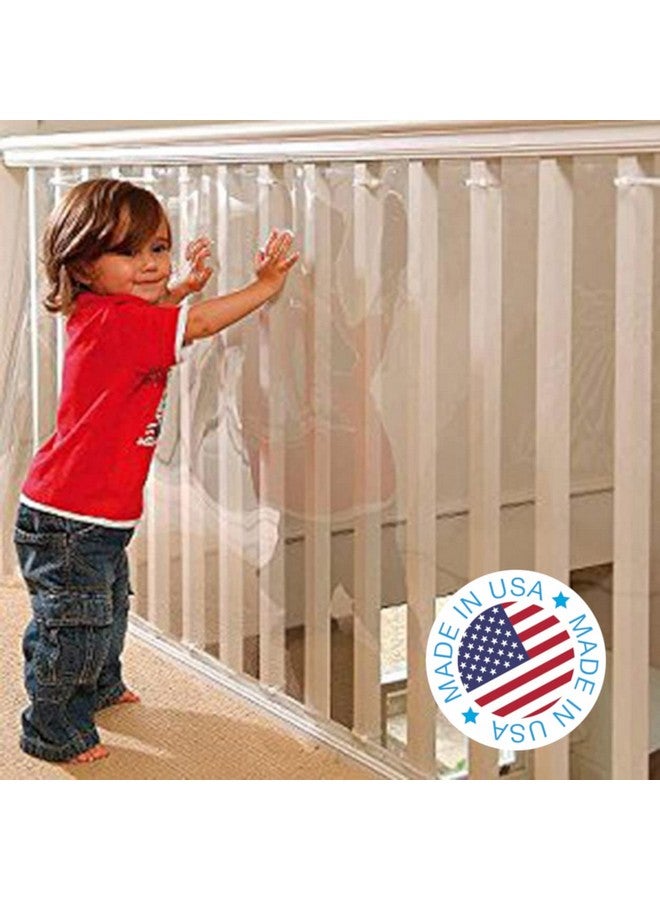Kidkusion Indoor/Outdoor Banister Guard | Made in USA | Clear | 15' L x 33" H | Child and Pet Safety Barrier - Image 1