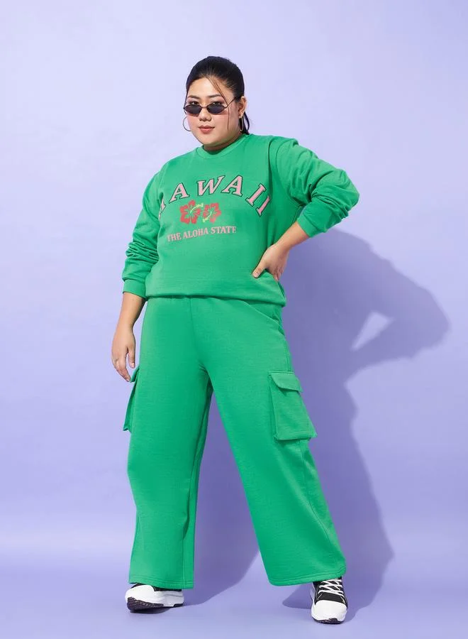Sassafras  Plus Size Green Cargo Joggers for Women | Best Price UAE