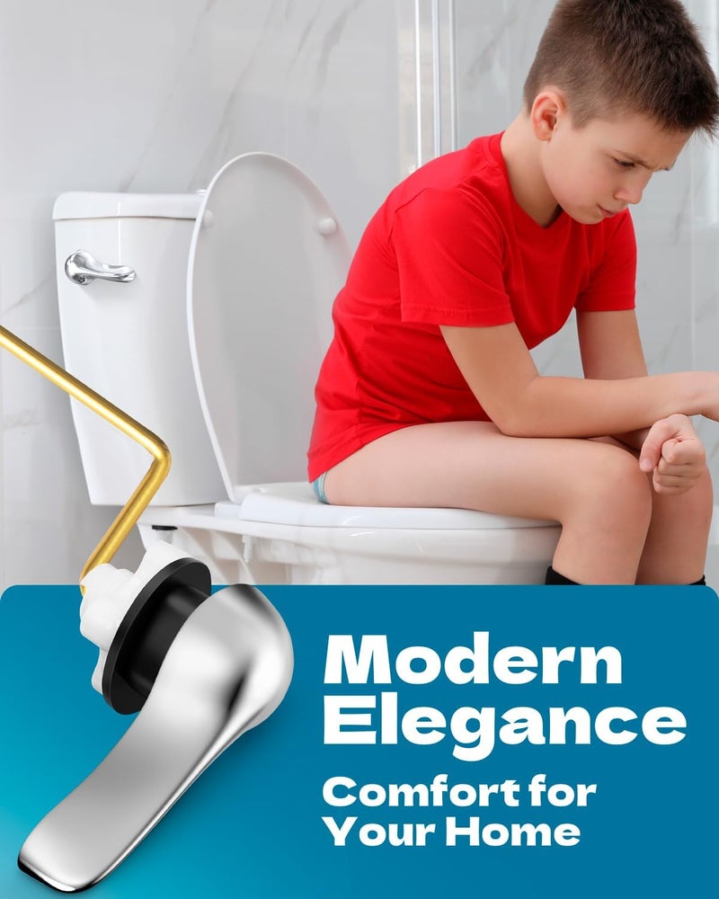 HELEMAN Toilet Handle Replacement Kit Universal - Side-Mount Toilet Handle Tank Flush Lever with Stainless Steel Flapper Chain, Compatible with Gerber, American, Standard, Kohler, TOTO,Chrome - Image 3