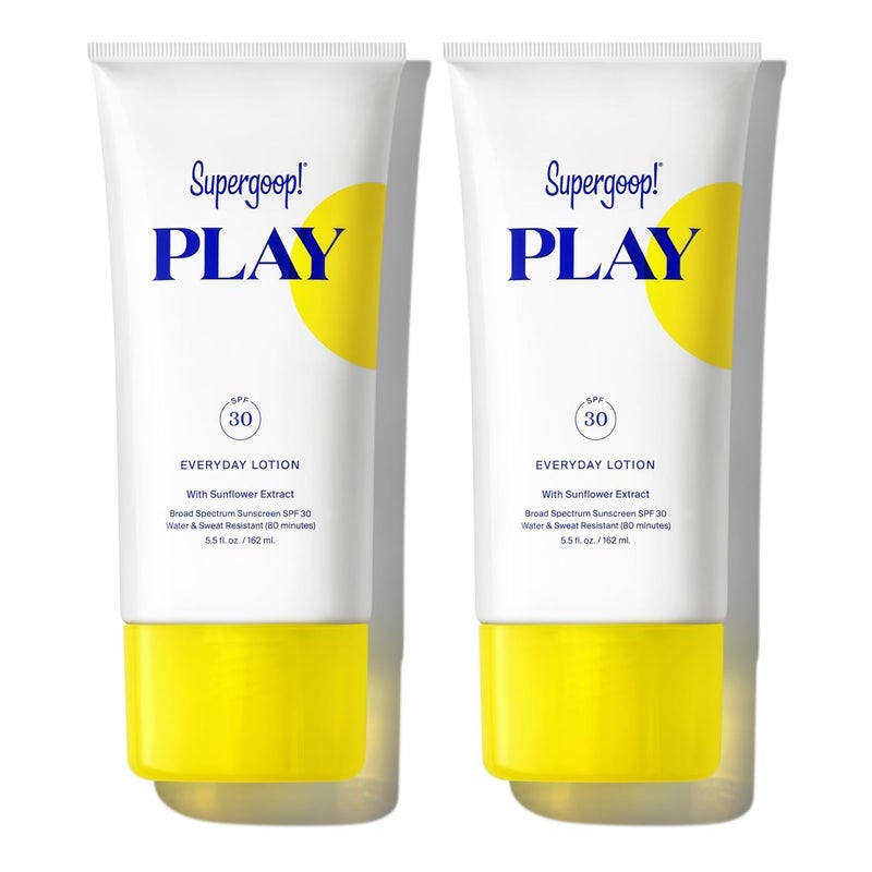 Supergoop! Supergoop PLAY Everyday SPF 30 Lotion  55 oz Pack of 2  Broad Spectrum Body  Face Sunscreen for Sensitive Skin  Water  Sweat Resistant  Great for Active Days
