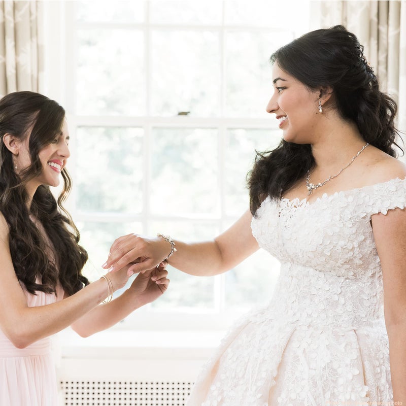 EVER FAITH Clear Marquise CZ Simulated Pearl White-Gold-Plated-Brass Wedding Jewelry Flower Leaf Filigree Bridal Necklace Earrings Bracelet Set for Bride - Image 3