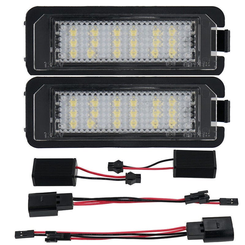 2Pcs Error Free LED License Plate Lights Tag Lamp Assembly CompatibleReplacement for Volkswagen VW Golf GTI MK4 MK5 MK6 MK7 CC Rabbit Polo EOS Phaeton Beetle Scirocco 6000K White
