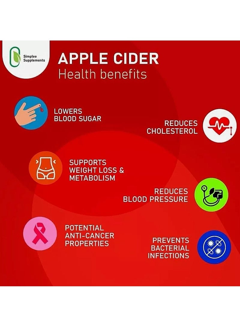 Simplee Supplements Apple Cidar 60 Capsules 500mg - Image 3