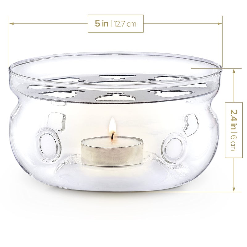 Teabloom Celebration Teapot Warmer - Standard Size (5-inch Diameter) - Heatproof Borosilicate Glass Tea Warmer - Tealight Candle Included - Image 3