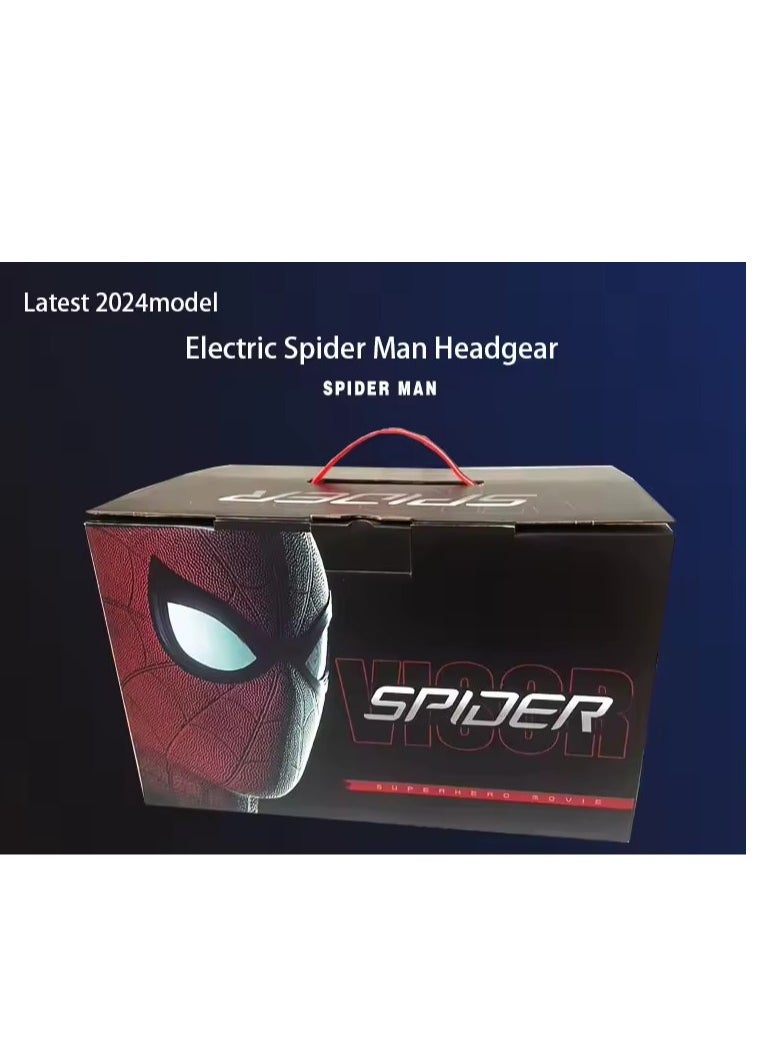 Visor - Spider-Man Mask with Movable Eyes - Fully Automatic Remote-Controlled Blinking & Luminous Cosplay Mask for Teens and Adults - Adjustable Super Hero Helmet with USB Charging - Image 1