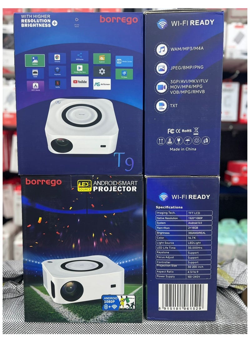 borrego - Borrego T9 Android LED Full HD Projector - Image 1
