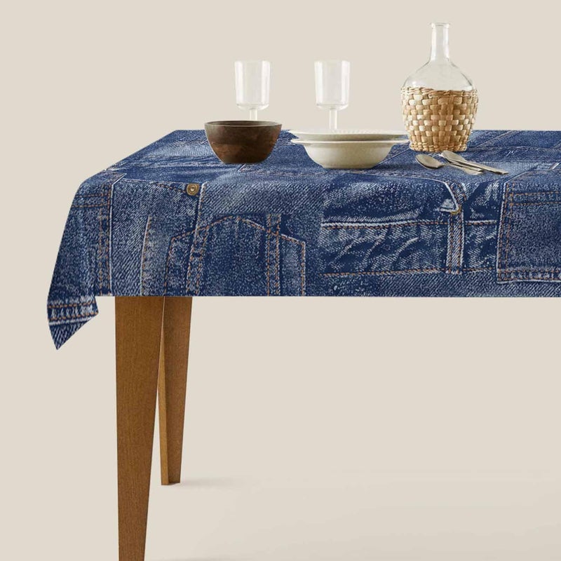 TKS MITLAN Denim Style Decorative Rectangle Tablecloth Romance Indigo Miscellaneous Polyester Table Cloths Kitchen Table Cover for Dining BBQ Picnic Coffee Table 60 x 84 Inch 6-8 Seats(Denim style, not denim) - Image 5