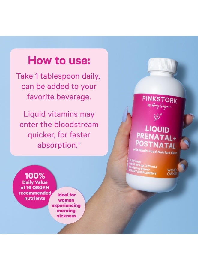 Pink Stork Liquid Prenatal + Postnatal with Whole Food Nutrient Blend, 32 Servings, Mixed Berry Flavor, 16 fl oz (473 mL), Dietary Supplement - Image 5