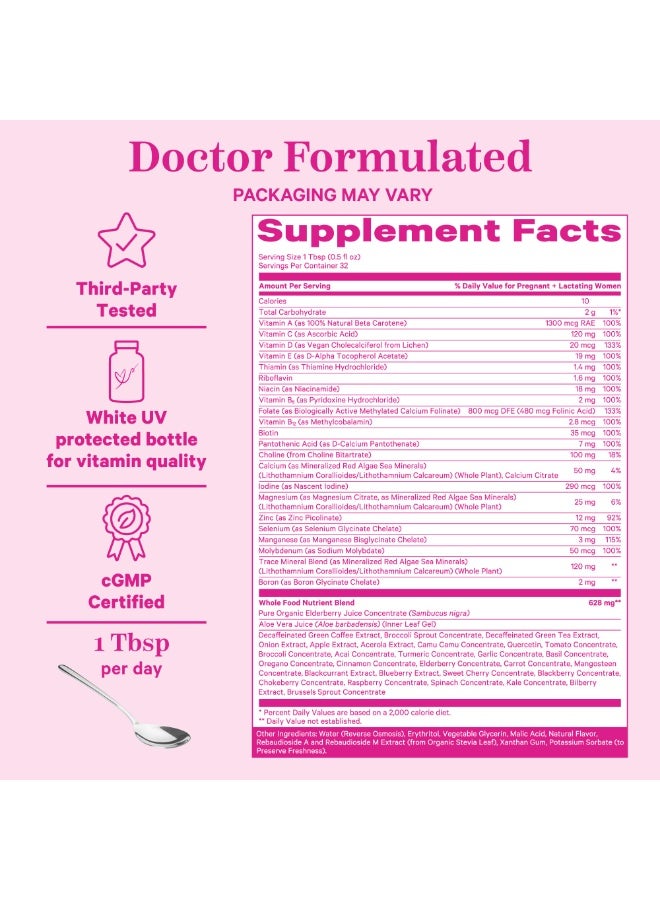 Pink Stork Liquid Prenatal + Postnatal with Whole Food Nutrient Blend, 32 Servings, Mixed Berry Flavor, 16 fl oz (473 mL), Dietary Supplement - Image 4