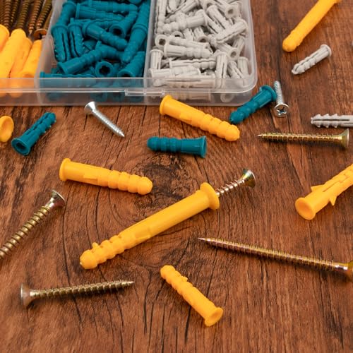 KURUI Drywall Anchors and Screws Assortment Kit 270PCS, 135 Plastic Dry Wall Expansion Anchors and 135 Philips Flat Head Wood Screws, 5 Sizes Wall Hanging Kit for Art Decor, Replaces Picture Nails - Image 2