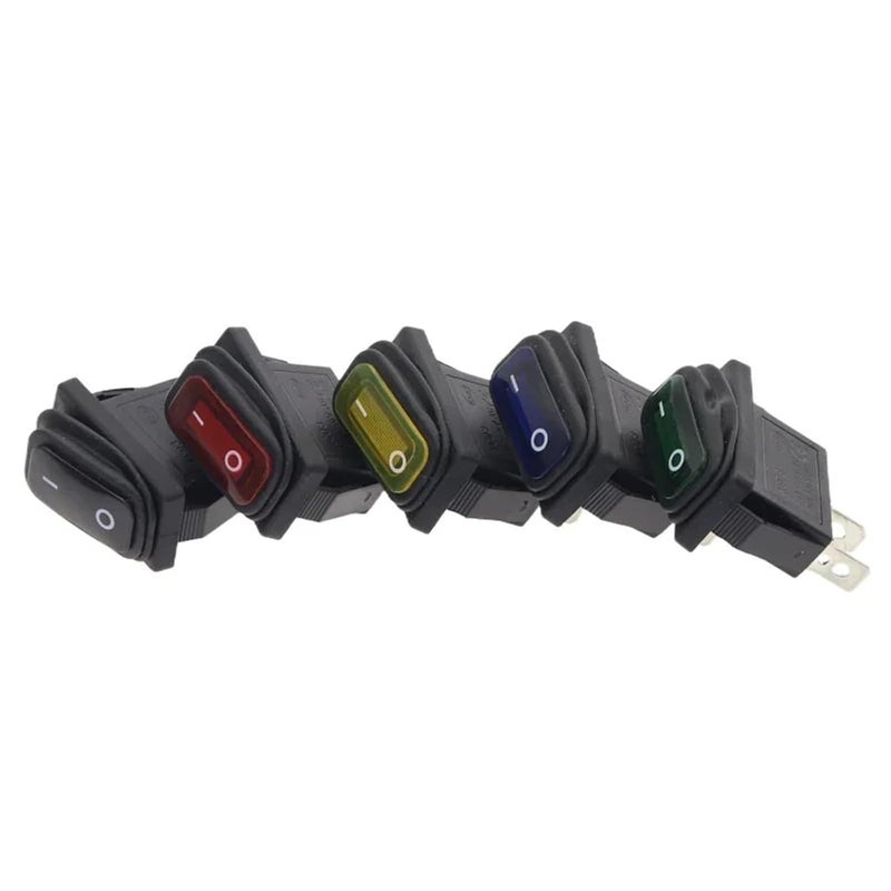 مفتاح KCD3 ذو ذراع التشغيل تشغيل/إيقاف 2 دبوس 2 وضع 15 أمبير 250 فولت تيار متردد بدون إضاءة 2D2P أخضر - Image 4