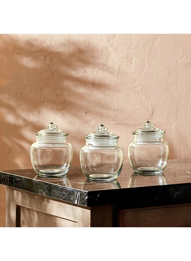 Home Box Atlanta 3-Piece Belly Glass Jar Set 600 Ml