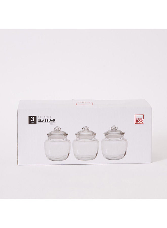 Home Box Atlanta 3-Piece Belly Glass Jar Set 600 Ml  - Image 5