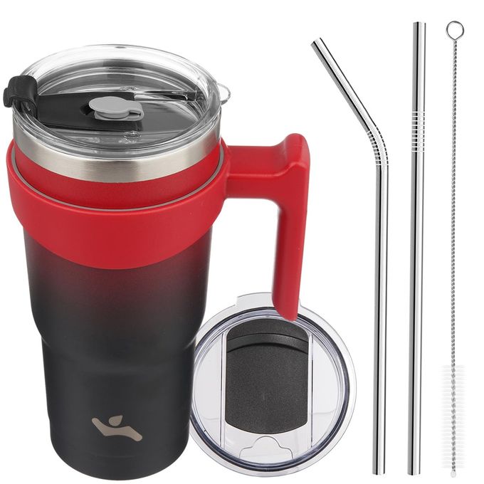 Konokyo 20 oz Tumbler with Handle and 2 Straw 2 Lid, Insulated Water Bottle Stainless Steel Vacuum Cup Reusable Travel Mug,Mystic Moon