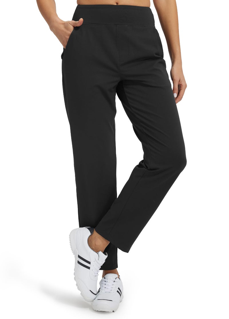 Libin Women Athletic Sweatpants 29'' Travel Pants for Women High Waisted Ankle Pants with 4 Pockets for Golf Casual Black L - Image 1