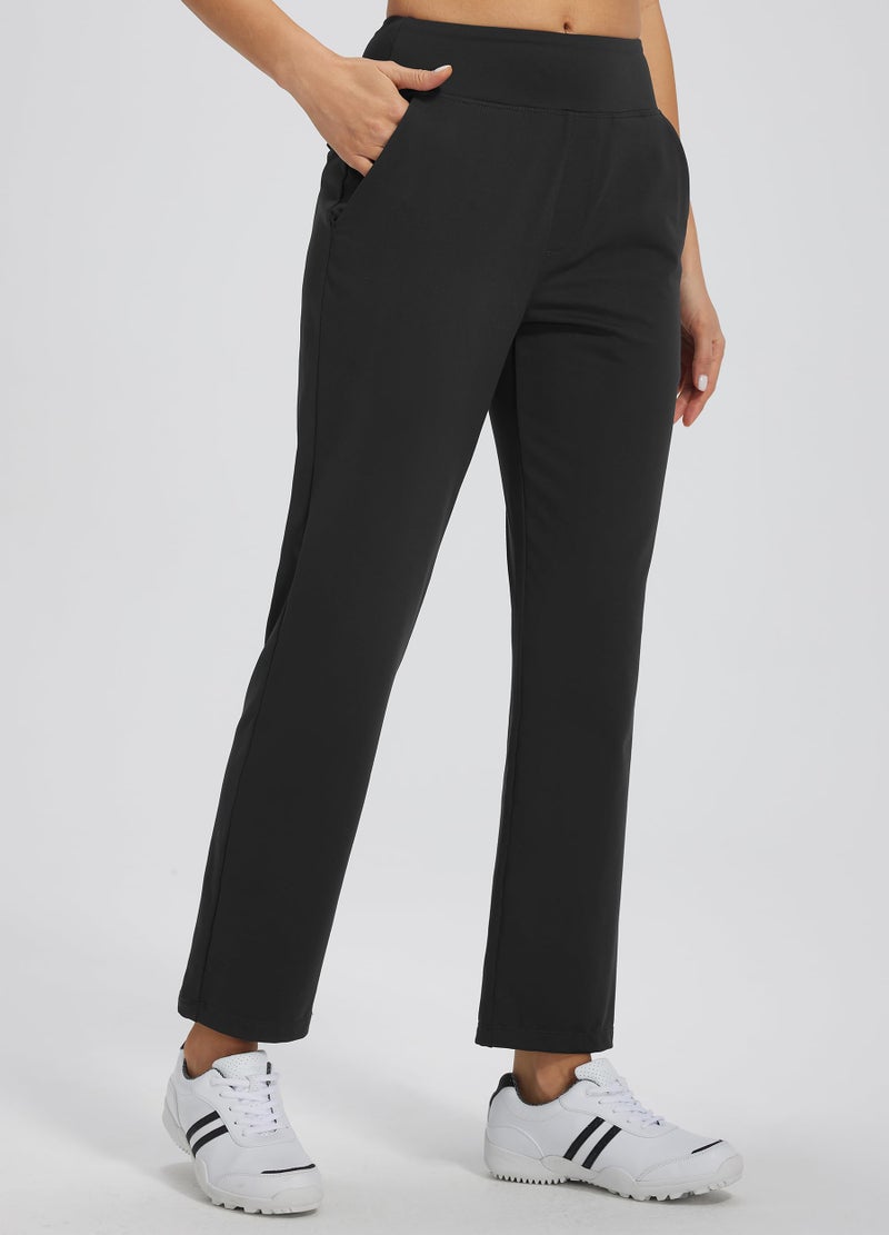 Libin Women Athletic Sweatpants 29'' Travel Pants for Women High Waisted Ankle Pants with 4 Pockets for Golf Casual Black L - Image 2