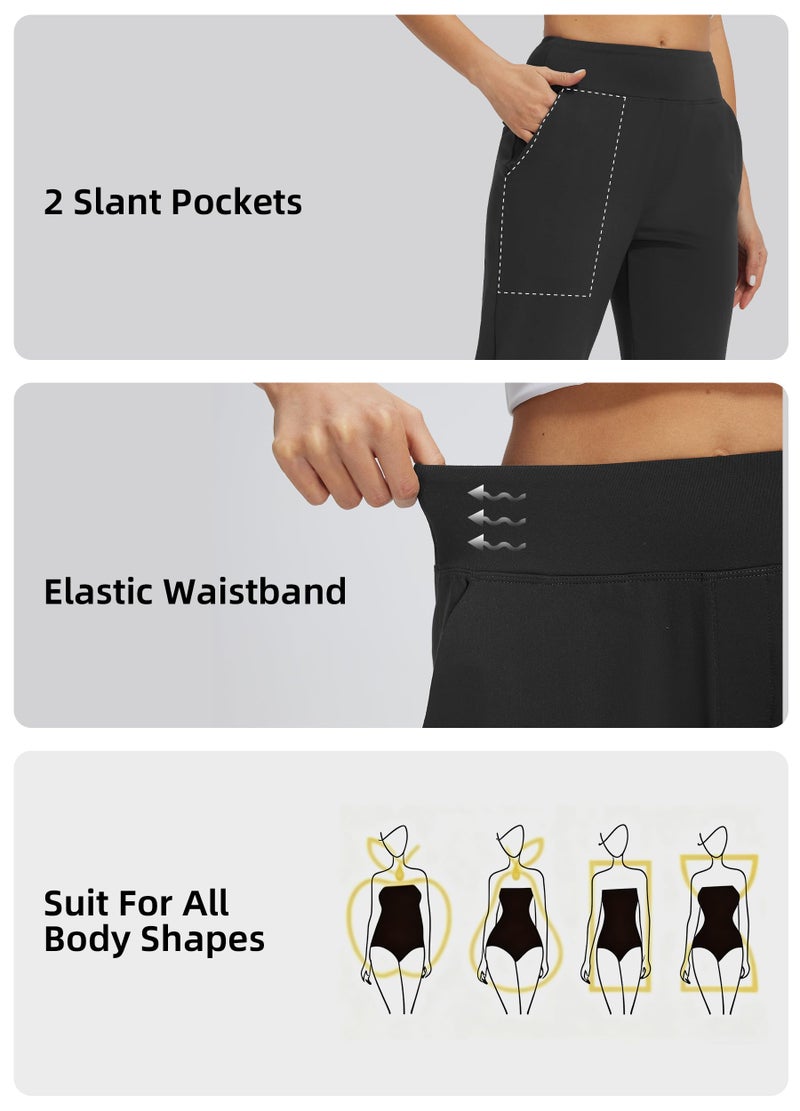 Libin Women Athletic Sweatpants 29'' Travel Pants for Women High Waisted Ankle Pants with 4 Pockets for Golf Casual Black L - Image 5