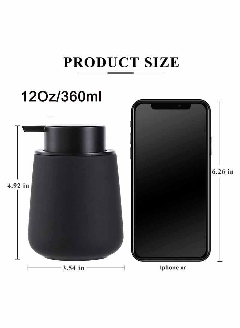 SYOSI Soap Dispenser Black Ceramic Dish Refillable Liquid Hand Pump Modern Porcelain Handwashing Fluid Bottles 12Oz for Essential Oil Lotion Kitchen Bathroom - Image 5