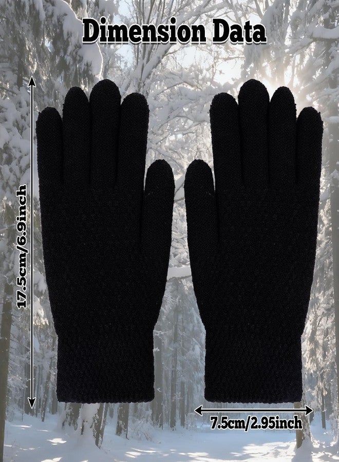 Sucrain Kids Winter Gloves, Wool Fleece Lined Knit Gloves Winter Thick Thermal Mittens for Cold Weather Boys Girls 5-10 Years (black) - Image 2