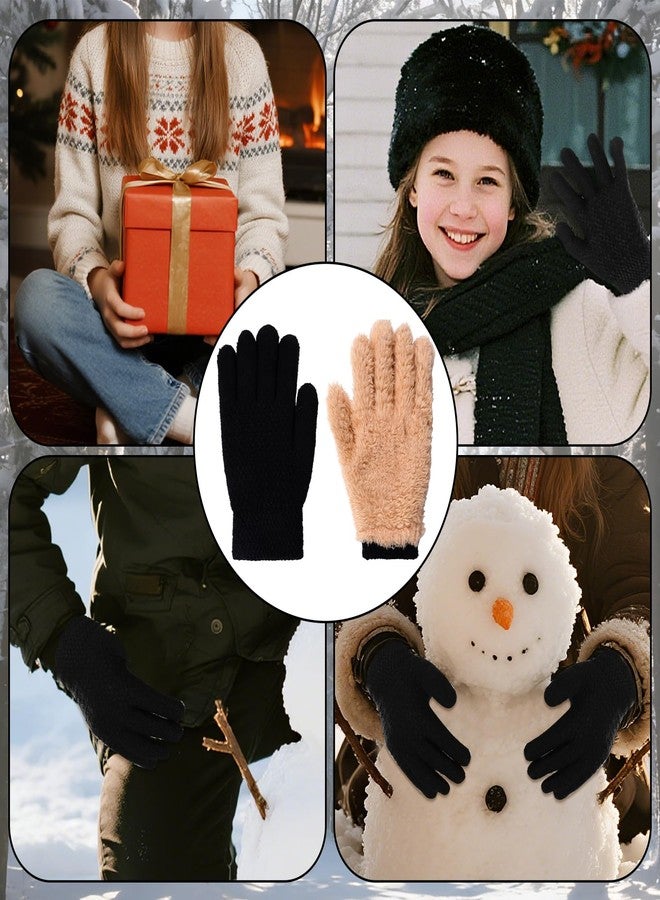 Sucrain Kids Winter Gloves, Wool Fleece Lined Knit Gloves Winter Thick Thermal Mittens for Cold Weather Boys Girls 5-10 Years (black) - Image 5