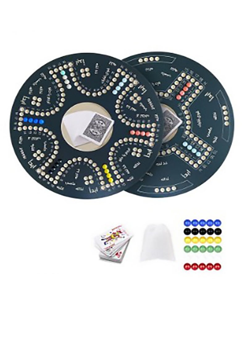 Jackaroo Board Game,Ludo Board Game,Jackaroo Joker Board Game,Double Sided Wooden Board Game for 4 and 6 Players with,24 Marbles and Cards - Image 1