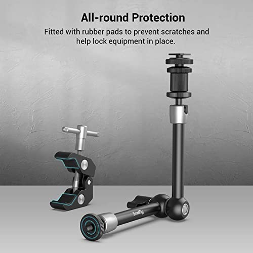 SMALLRIG 11'' Articulating Magic Arm and Clamp w/ 1/4" and 3/8" Thread, Adjustable Friction Power Camera Mount with Cold Shoe Mount for Monitor, LED Lights, Mic, for DJI/Insta360 Action Cameras - 3726 - Image 3
