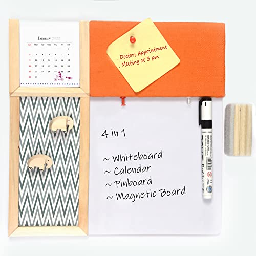IVEI Combination Board with Magnet Board, Pin Board & Whiteboard - Innovative Organizer for Kids and Adults with Elephant Magnets to Do Boards � Best Gift for Home, Office, School - Orange - Image 2
