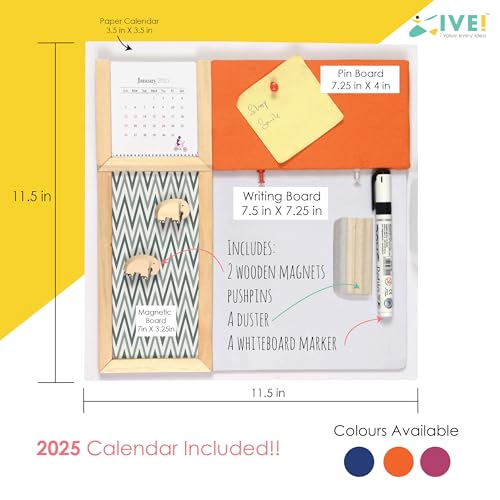 IVEI Combination Board with Magnet Board, Pin Board & Whiteboard - Innovative Organizer for Kids and Adults with Elephant Magnets to Do Boards � Best Gift for Home, Office, School - Orange - Image 4