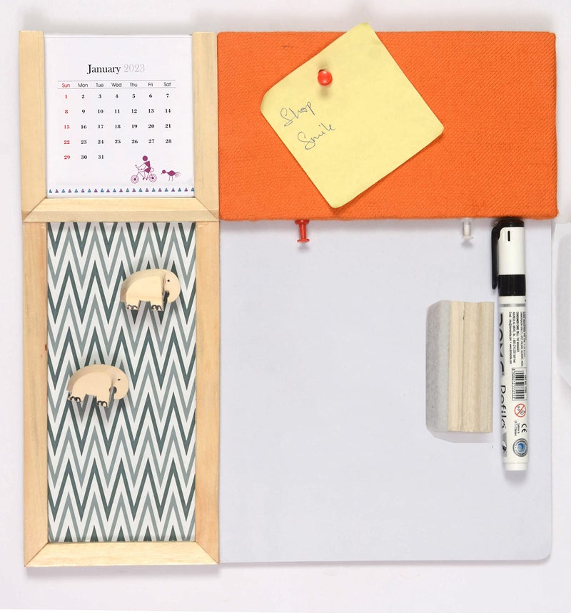 IVEI Combination Board with Magnet Board, Pin Board & Whiteboard - Innovative Organizer for Kids and Adults with Elephant Magnets to Do Boards � Best Gift for Home, Office, School - Orange - Image 1